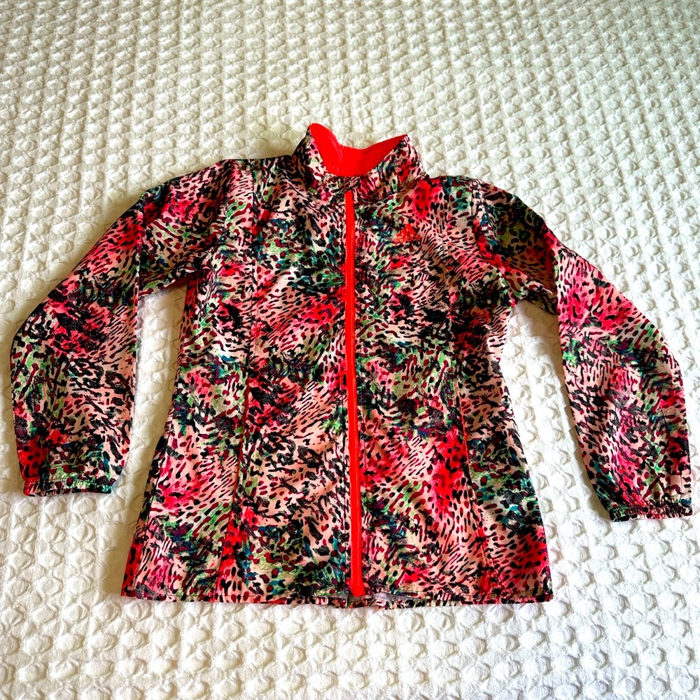 Adidas Youth Big Girls Run Like The
Wind Jacket Splash Print Sz SMALL 8 /10